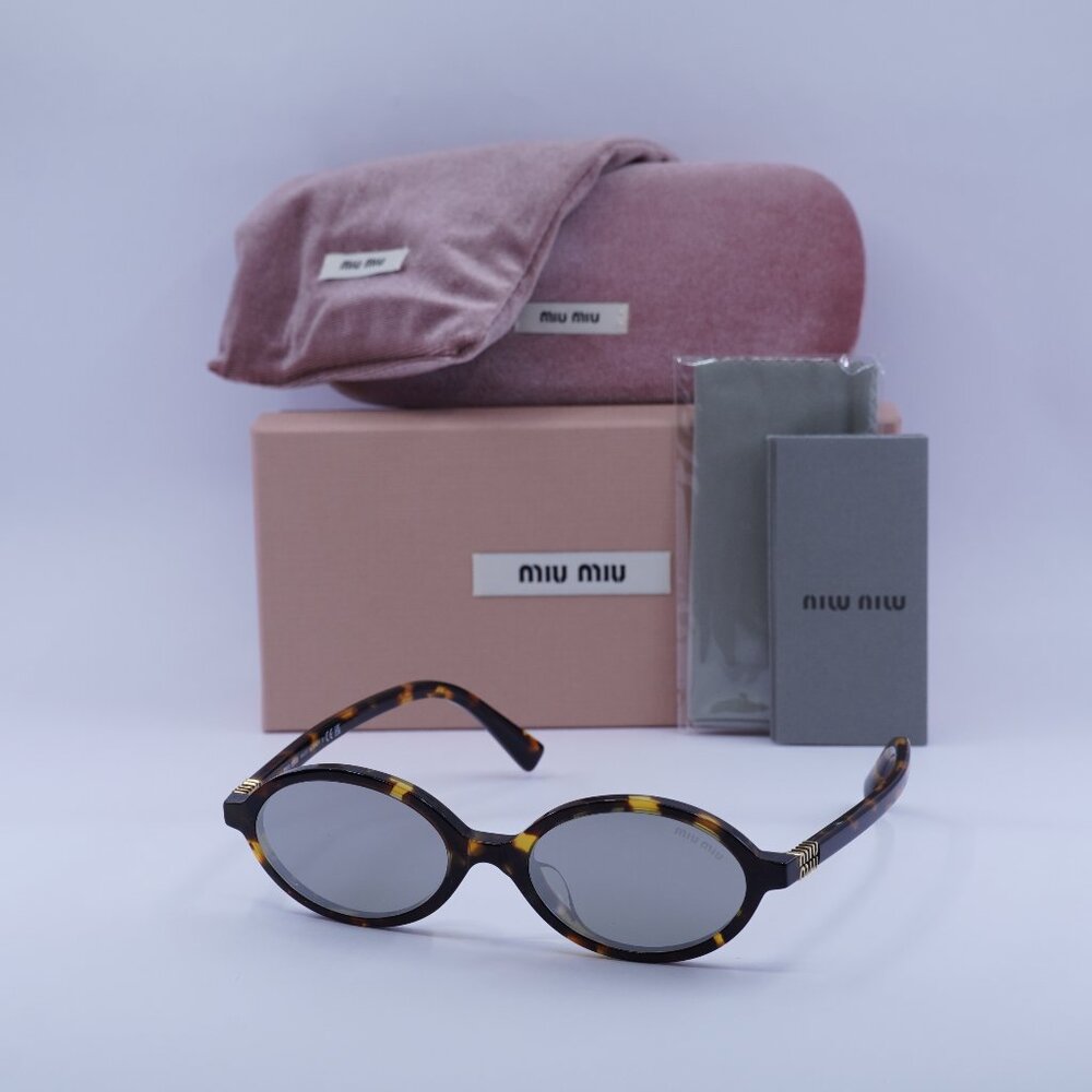 Miu Miu MU04ZSF VAU07F Oval Sunglasses – Honey Havana - Picture 2 of 10
